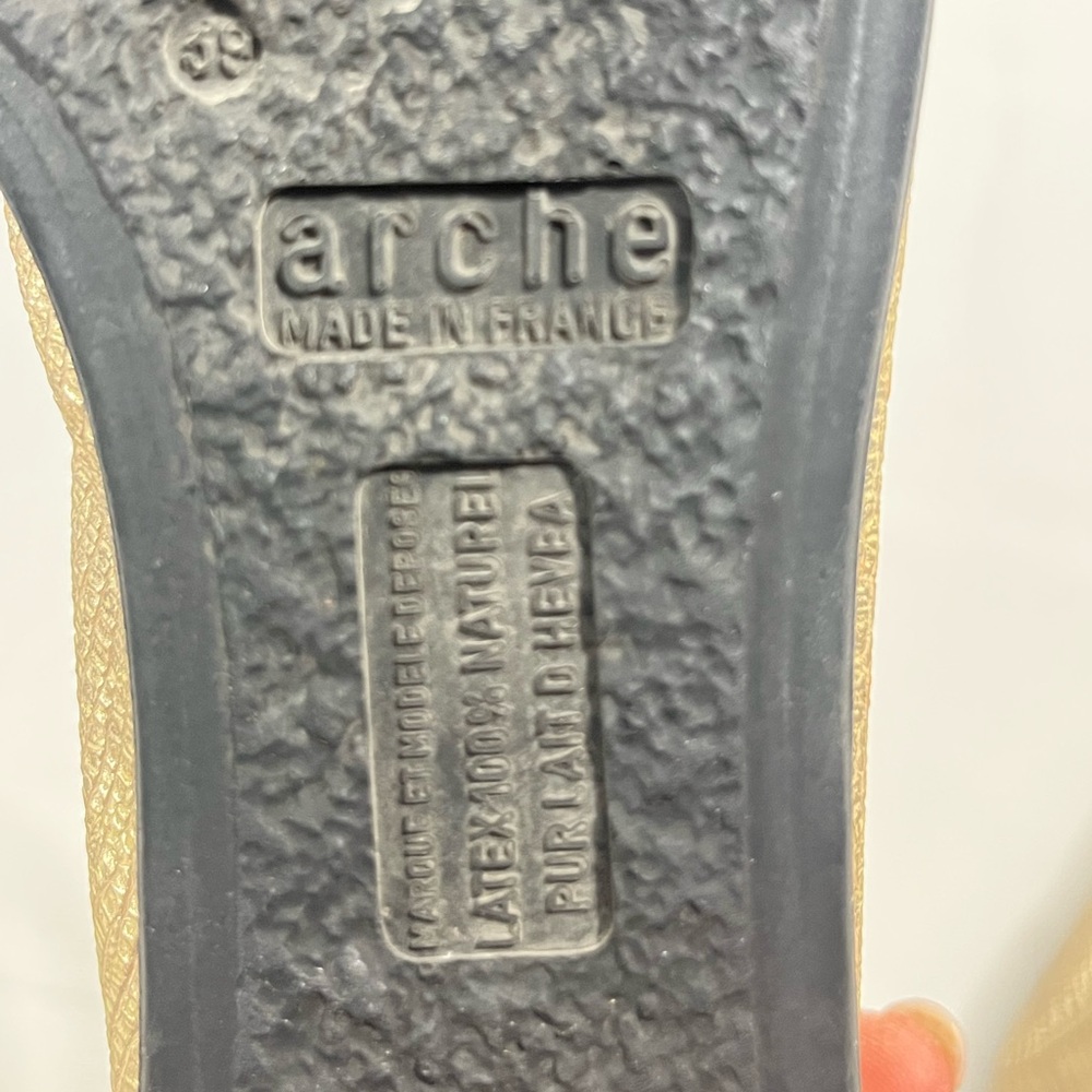 Arche Metallic Gold Ballet Flats Leather 39 - Picture 8 of 9